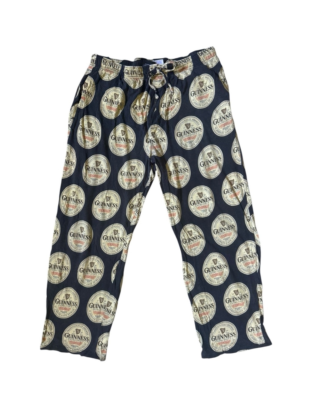 Guinness Black Lounge Pants Cream Logo Medallions lounge Pajama Size Large